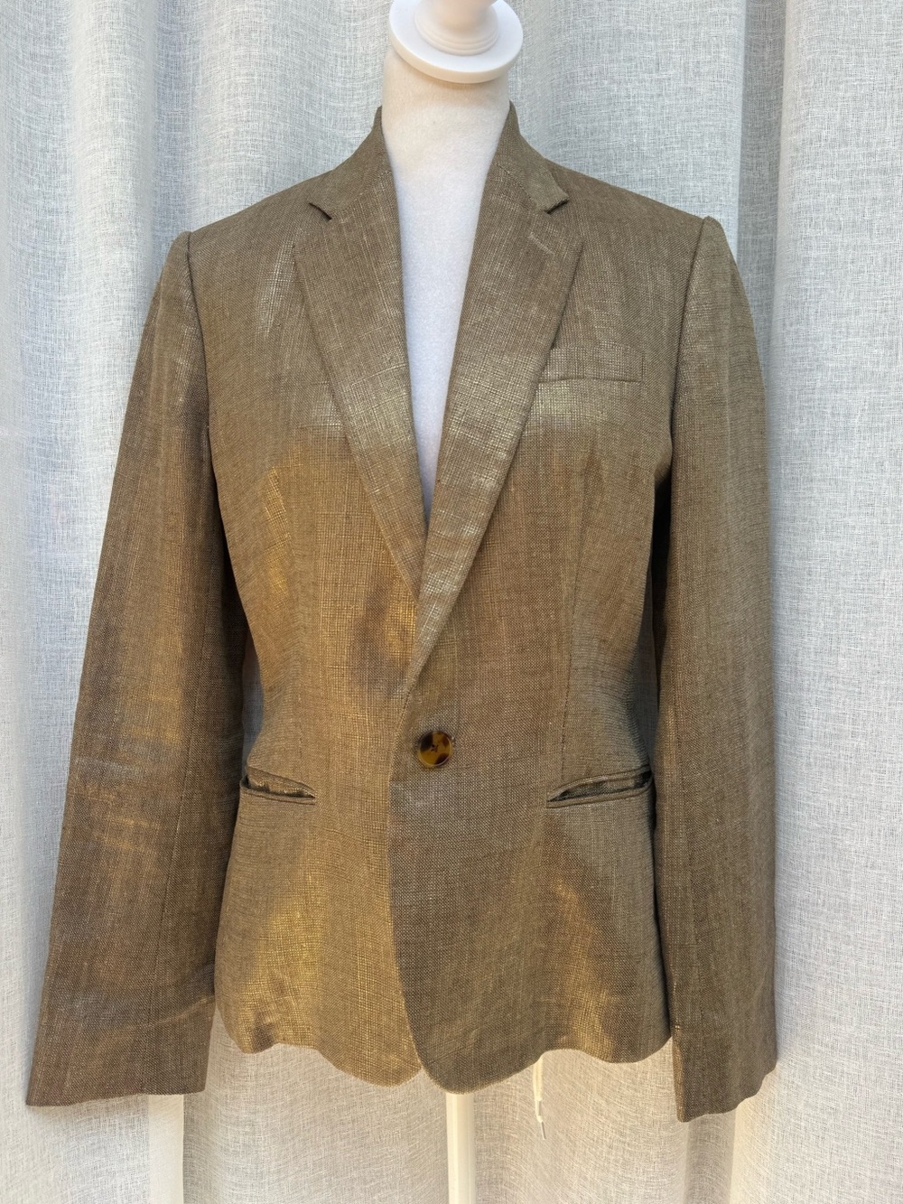 Ralph Lauren Collection metallic gold single button linen blazer